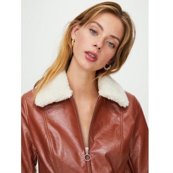 Aritzia Wilfred Tempest Vinyl Sherpa Aviator Jacket - Picture 2 of 14
